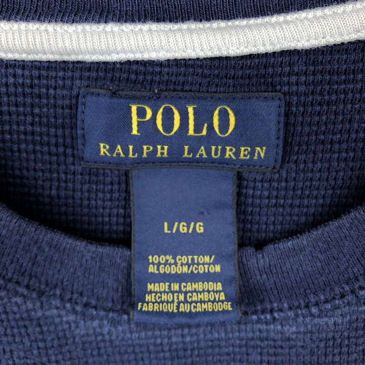Ralph Lauren POLO RALPH LAUREN Thermal Ron T Waffle Men's L size cotton navy blue type Vintage Second Hand