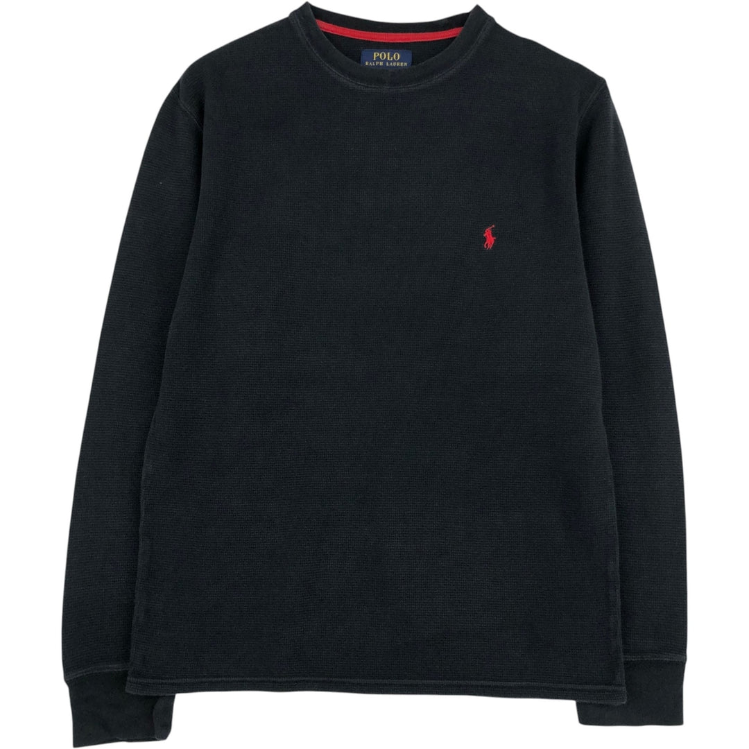 Ralph Lauren POLO RALPH LAUREN Thermal Long T-shirt Waffle Men's M size cotton black type Vintage Second Hand