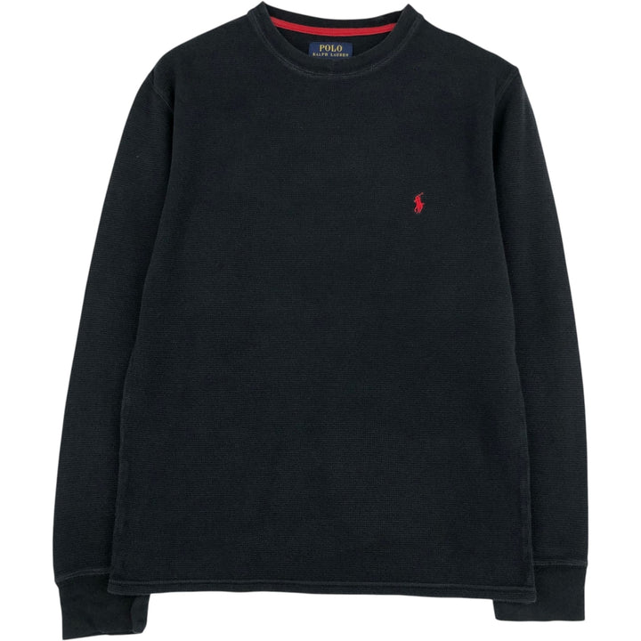 Ralph Lauren POLO RALPH LAUREN Thermal Long T-shirt Waffle Men's M size cotton black type Vintage Second Hand
