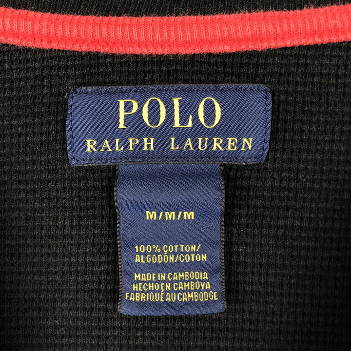 Ralph Lauren POLO RALPH LAUREN Thermal Long T-shirt Waffle Men's M size cotton black type Vintage Second Hand