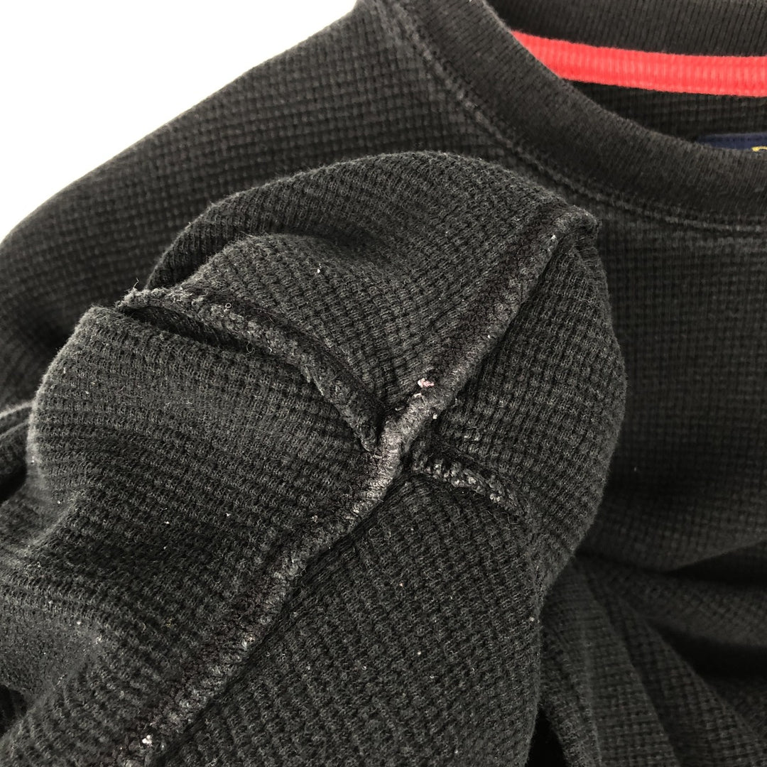 Ralph Lauren POLO RALPH LAUREN Thermal Long T-shirt Waffle Men's M size cotton black type Vintage Second Hand