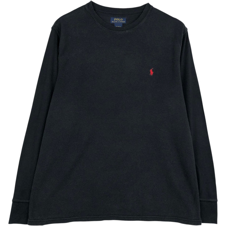 Ralph Lauren POLO RALPH LAUREN Thermal Long T-shirt Waffle Men's XL cotton black type Vintage Second Hand