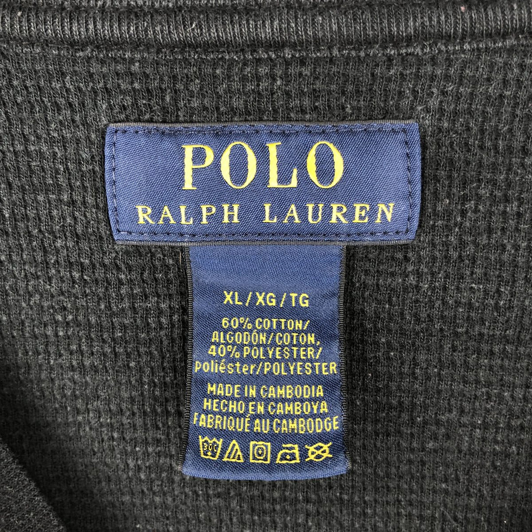 Ralph Lauren POLO RALPH LAUREN Thermal Long T-shirt Waffle Men's XL cotton black type Vintage Second Hand
