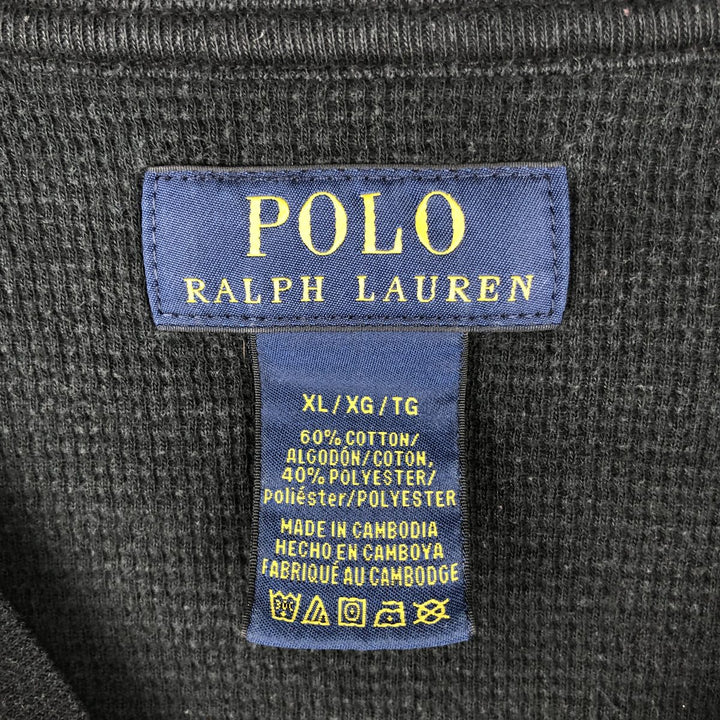 Ralph Lauren POLO RALPH LAUREN Thermal Long T-shirt Waffle Men's XL cotton black type Vintage Second Hand