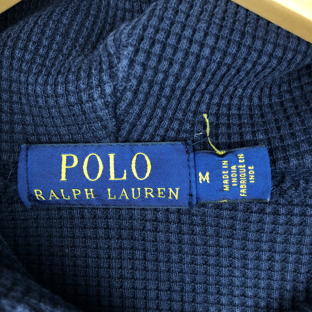 Ralph Lauren POLO RALPH LAUREN Hooded Thermal Long T-Shirt Waffle Men's M cotton navy blue type Vintage Second Hand