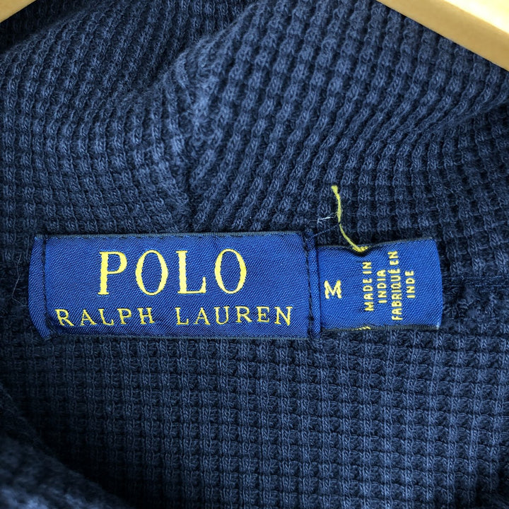 Ralph Lauren POLO RALPH LAUREN Hooded Thermal Long T-Shirt Waffle Men's M cotton navy blue type Vintage Second Hand