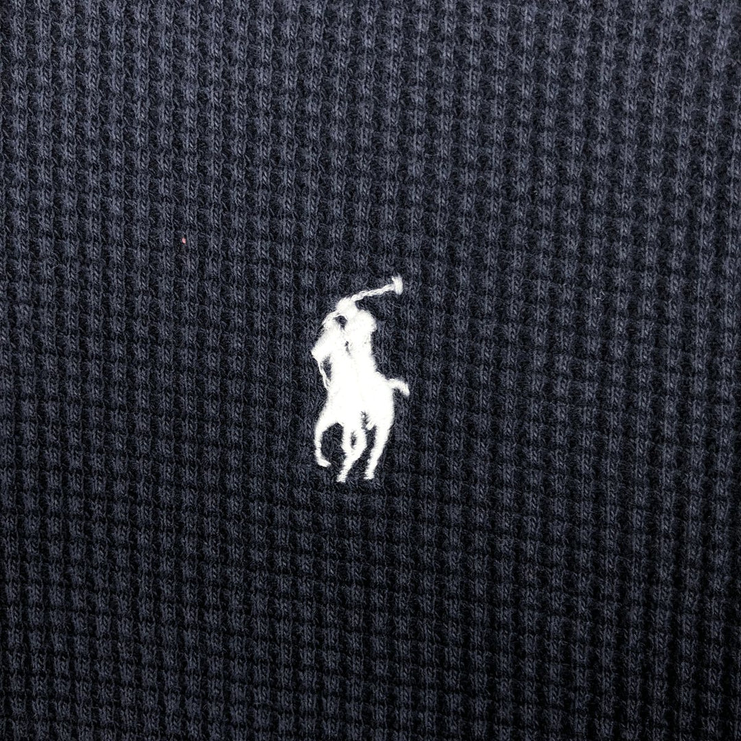 Ralph Lauren POLO RALPH LAUREN Hooded Thermal Long T-Shirt Waffle Men's M cotton navy blue type Vintage Second Hand