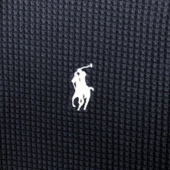 Ralph Lauren POLO RALPH LAUREN Hooded Thermal Long T-Shirt Waffle Men's M cotton navy blue type Vintage Second Hand