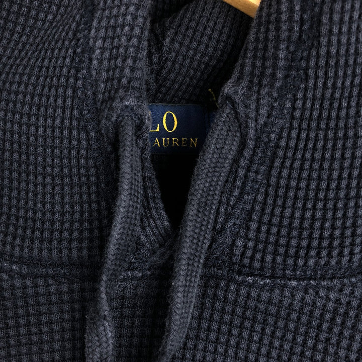 Ralph Lauren POLO RALPH LAUREN Hooded Thermal Long T-Shirt Waffle Men's M cotton navy blue type Vintage Second Hand