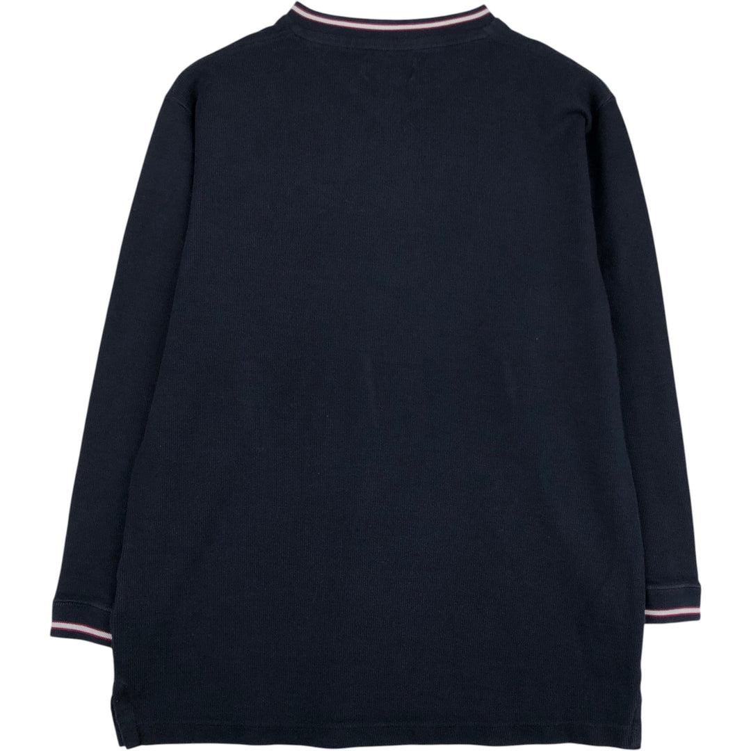 Ralph Lauren CHAPS V-neck thermal long T-shirt, men's size M cotton navy blue type Vintage Second Hand