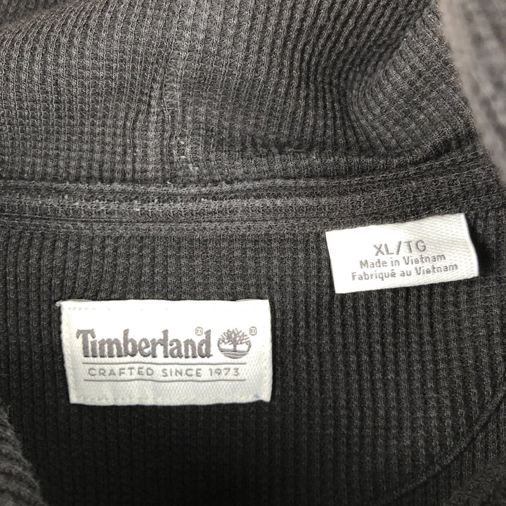 Timberland Hooded Thermal Long-Sleeve T-Shirt, Men's Size XL (approx.) cotton black type Vintage Second Hand