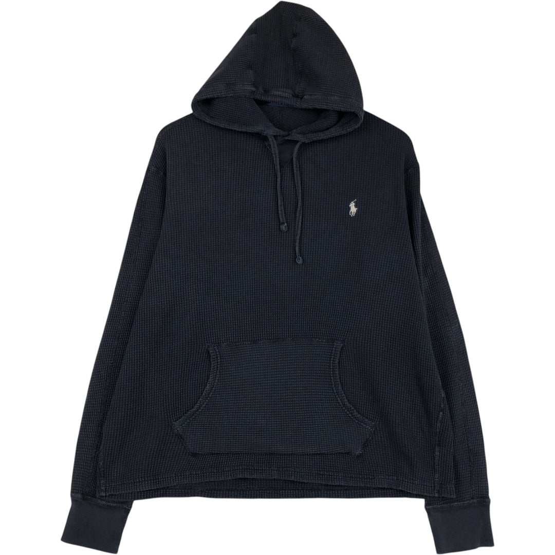 Ralph Lauren POLO RALPH LAUREN Hooded Thermal T-Shirt, Waffle, Men's XL cotton navy blue type Vintage Second Hand