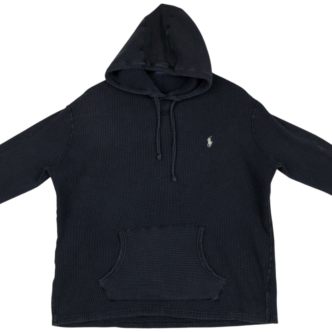 Ralph Lauren POLO RALPH LAUREN Hooded Thermal T-Shirt, Waffle, Men's XL cotton navy blue type Vintage Second Hand