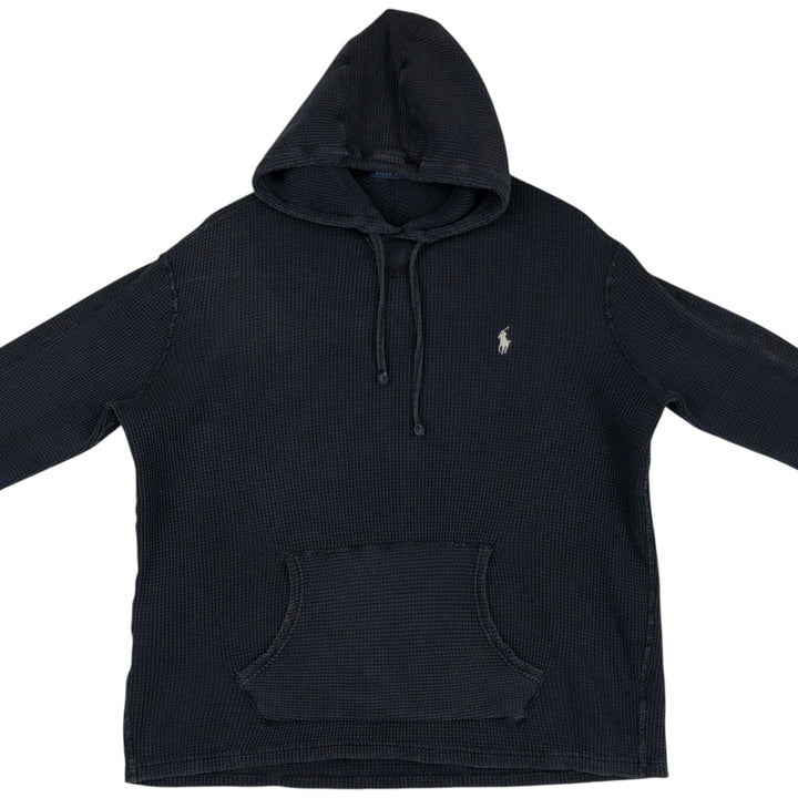 Ralph Lauren POLO RALPH LAUREN Hooded Thermal T-Shirt, Waffle, Men's XL cotton navy blue type Vintage Second Hand