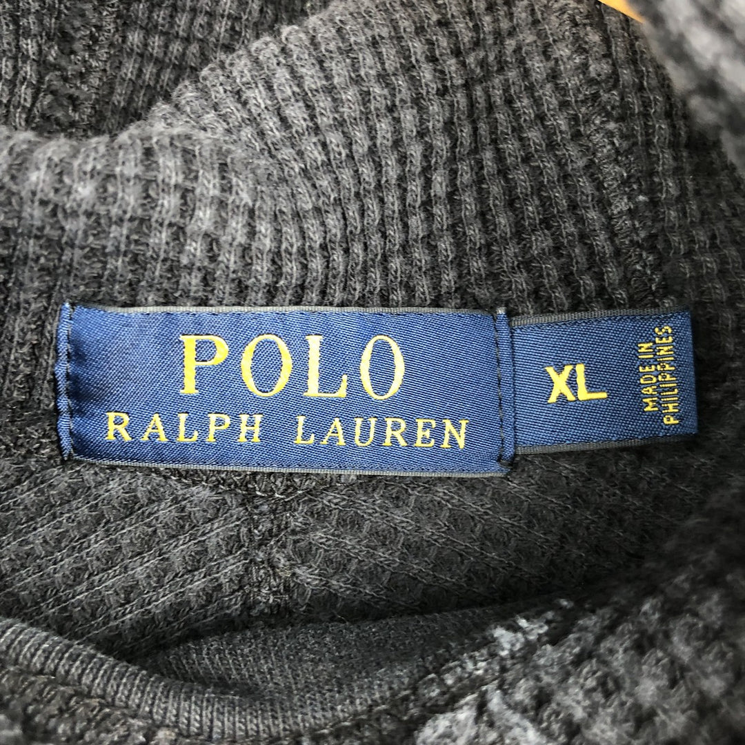Ralph Lauren POLO RALPH LAUREN Hooded Thermal T-Shirt, Waffle, Men's XL cotton navy blue type Vintage Second Hand