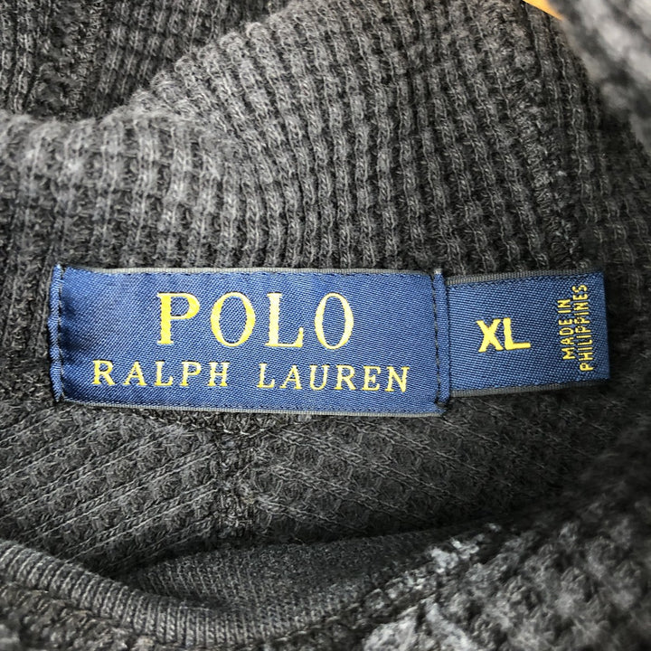 Ralph Lauren POLO RALPH LAUREN Hooded Thermal T-Shirt, Waffle, Men's XL cotton navy blue type Vintage Second Hand
