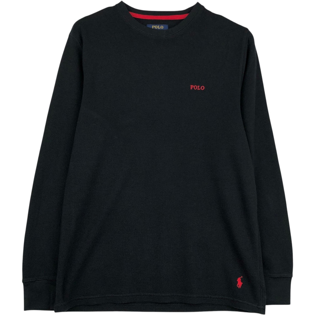 Ralph Lauren POLO RALPH LAUREN SLEEPWEAR Thermal Long T-shirt Honeycomb Men's L size cotton black type Vintage Second Hand