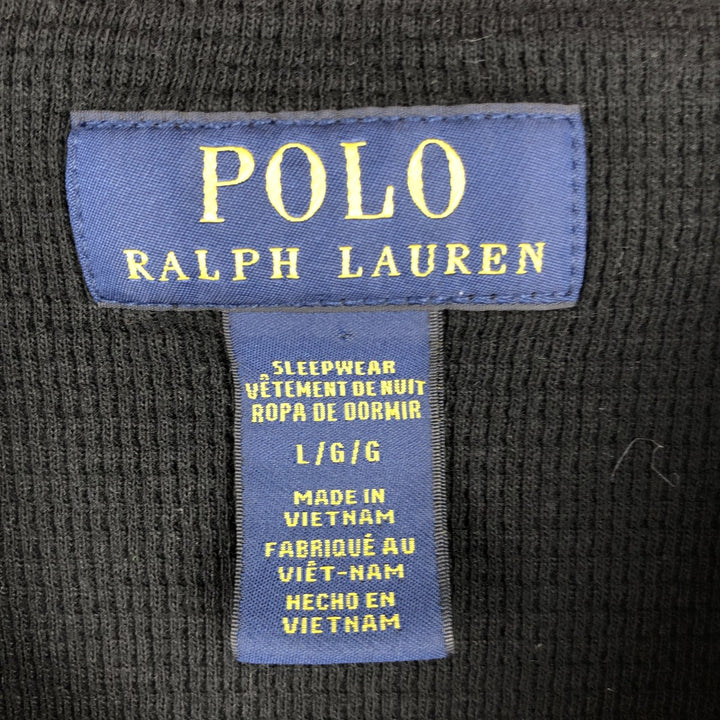Ralph Lauren POLO RALPH LAUREN SLEEPWEAR Thermal Long T-shirt Honeycomb Men's L size cotton black type Vintage Second Hand