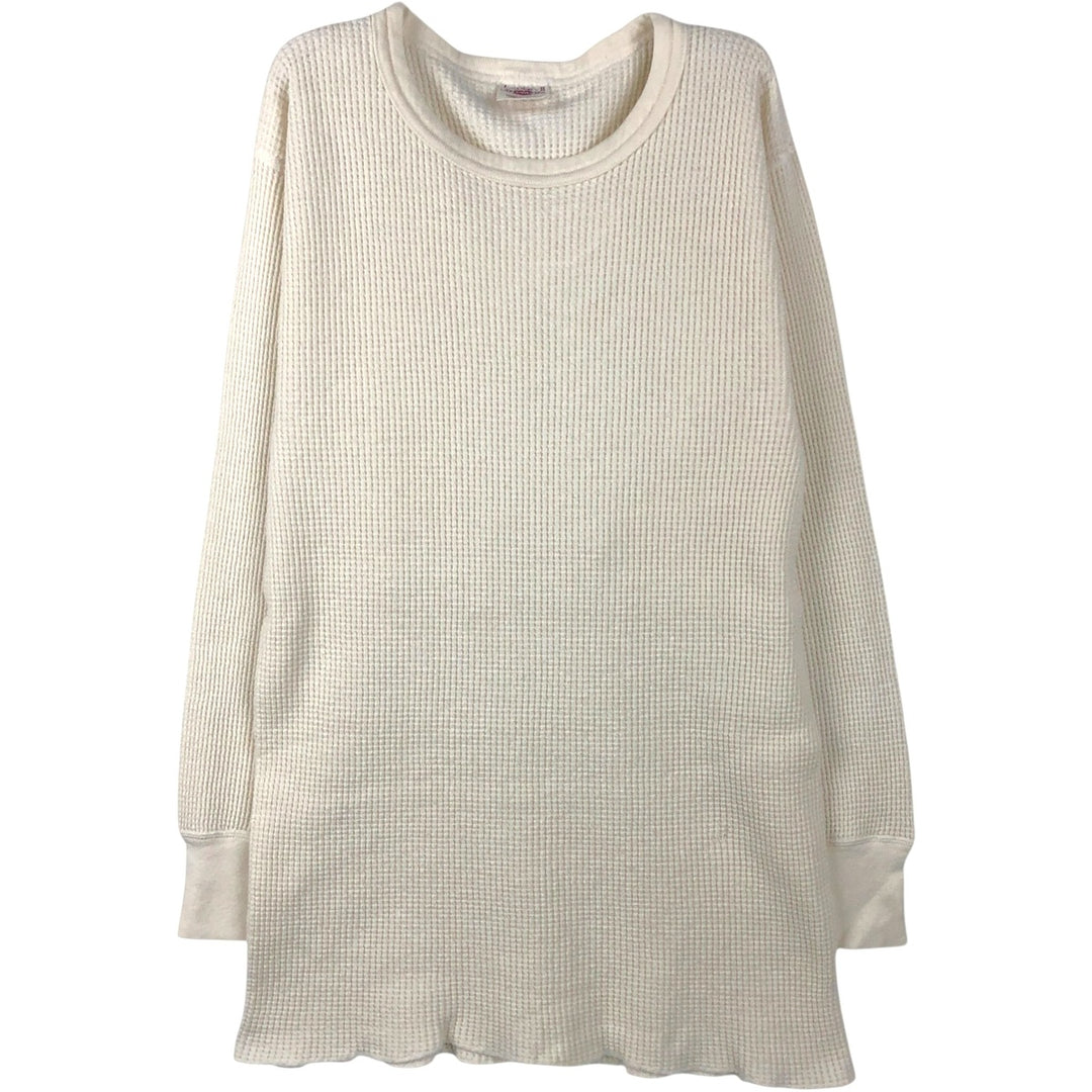 80s-90'S JEMORGAN Hometown Thermal Long-Sleeve T-Shirt, Waffle Knit, Made in USA, Men's Size L (Equivalent), Vintage cotton white type Vintage Second Hand