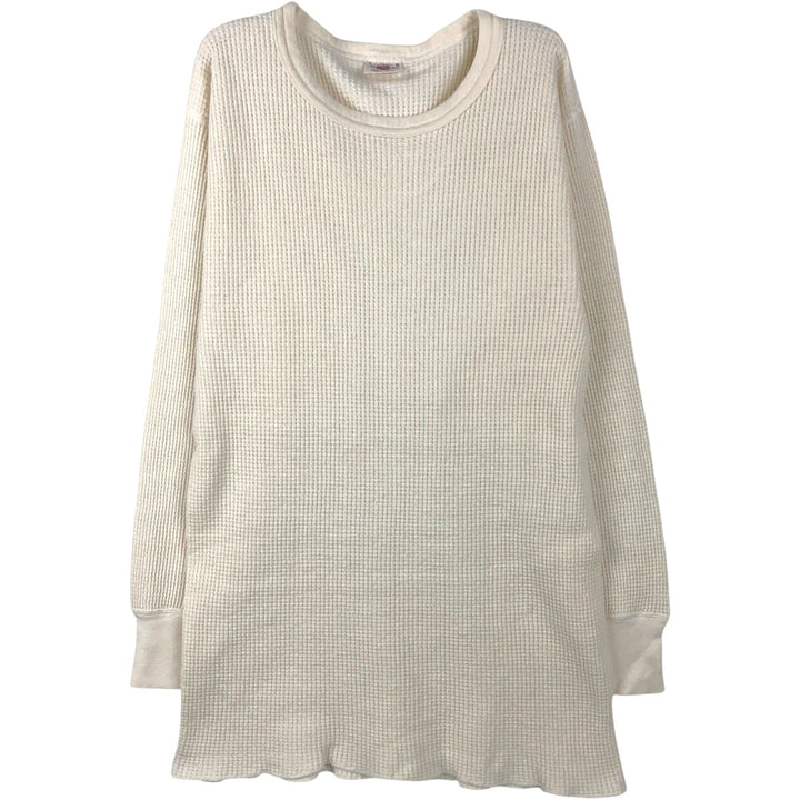 80s-90'S JEMORGAN Hometown Thermal Long-Sleeve T-Shirt, Waffle Knit, Made in USA, Men's Size L (Equivalent), Vintage cotton white type Vintage Second Hand
