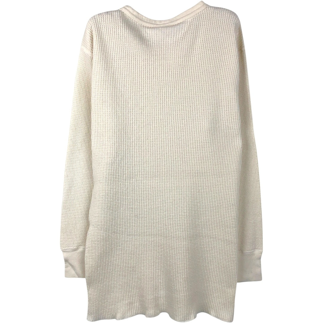 80s-90'S JEMORGAN Hometown Thermal Long-Sleeve T-Shirt, Waffle Knit, Made in USA, Men's Size L (Equivalent), Vintage cotton white type Vintage Second Hand