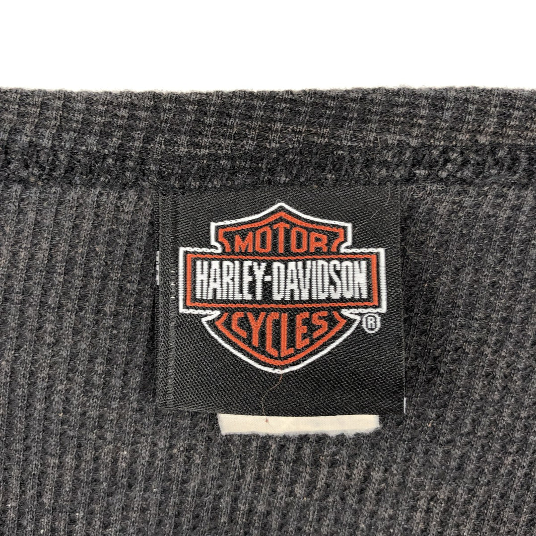 Harley-Davidson Thermal Long-Sleeve Waffle T-Shirt (Men's XXL equivalent) cotton black type Vintage Second Hand