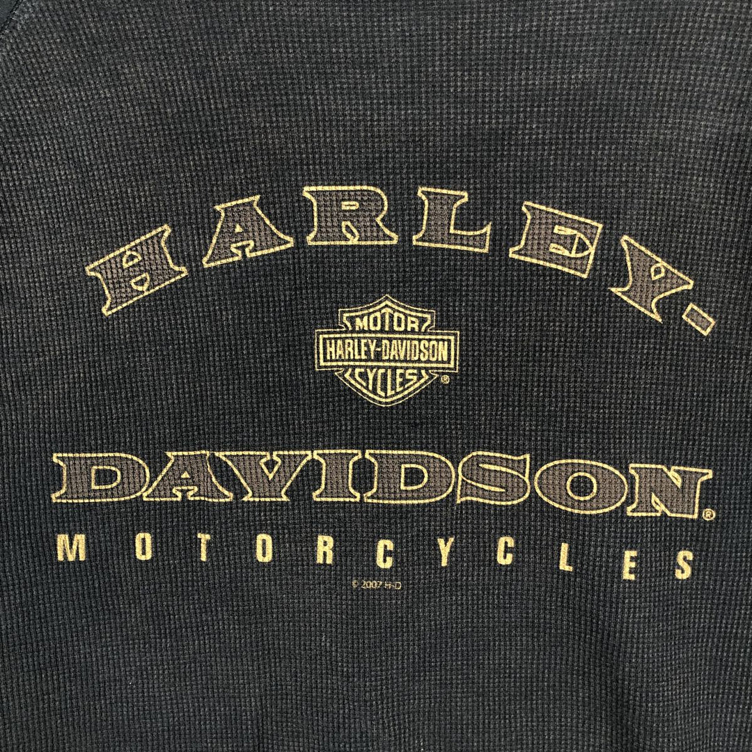 Harley-Davidson Thermal Long-Sleeve Waffle T-Shirt (Men's XXL equivalent) cotton black type Vintage Second Hand