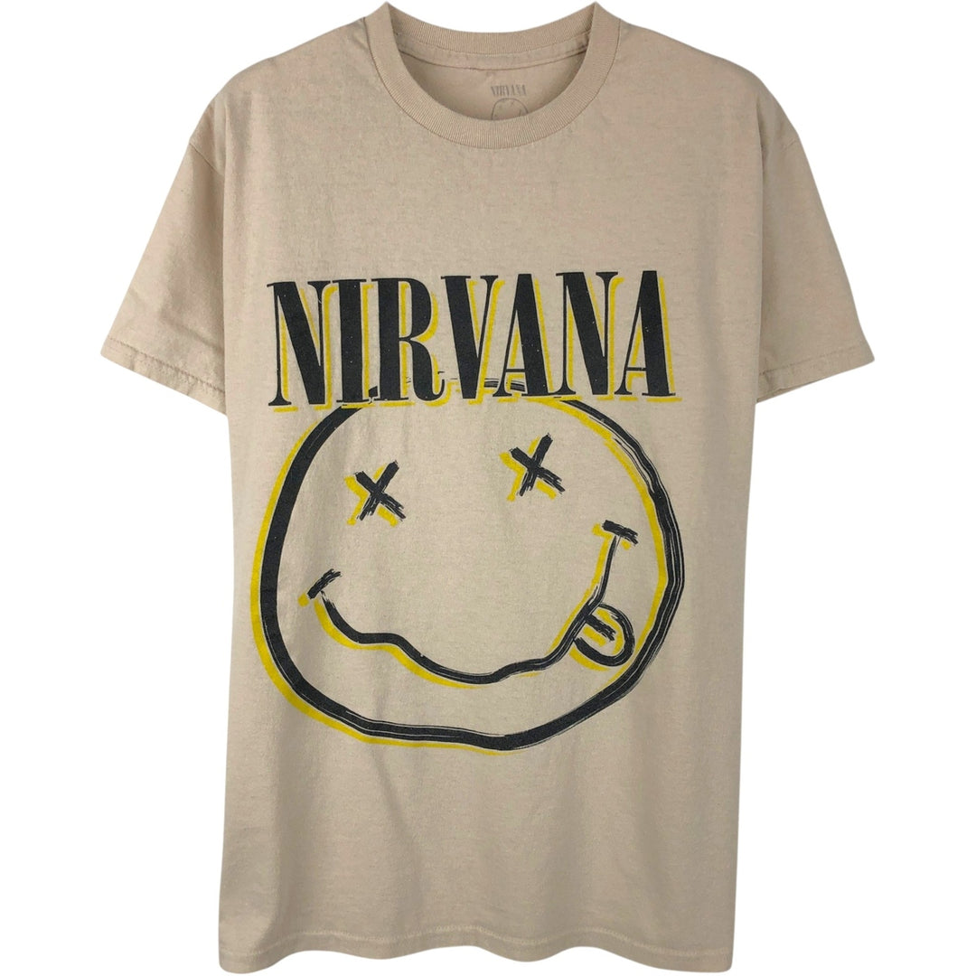 NIRVANA Nirvana Band T-shirt, Band T, Men's M size cotton Beige type Vintage Second Hand