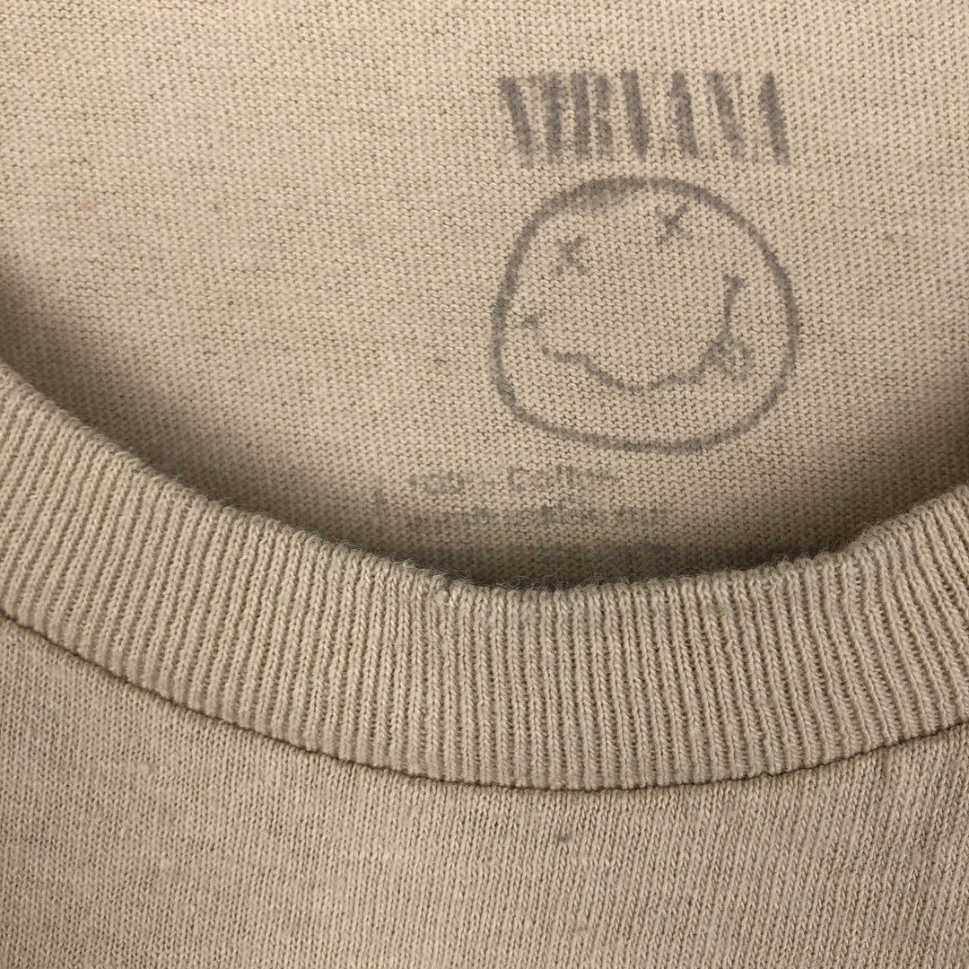 NIRVANA Nirvana Band T-shirt, Band T, Men's M size cotton Beige type Vintage Second Hand
