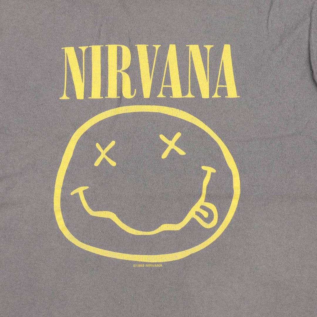 90'S Nirvana Band T-Shirt, Men's XL equivalent, Vintage unclear Charcoal Vintage Second Hand
