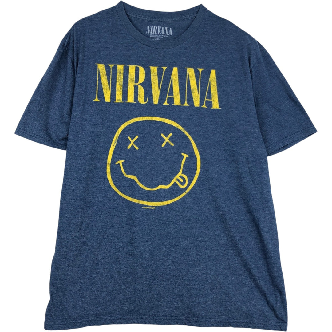 NIRVANA Nirvana Band T-shirt, Band T, Men's XL size cotton blue type Vintage Second Hand