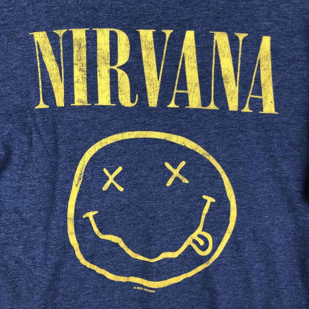 NIRVANA Nirvana Band T-shirt, Band T, Men's XL size cotton blue type Vintage Second Hand