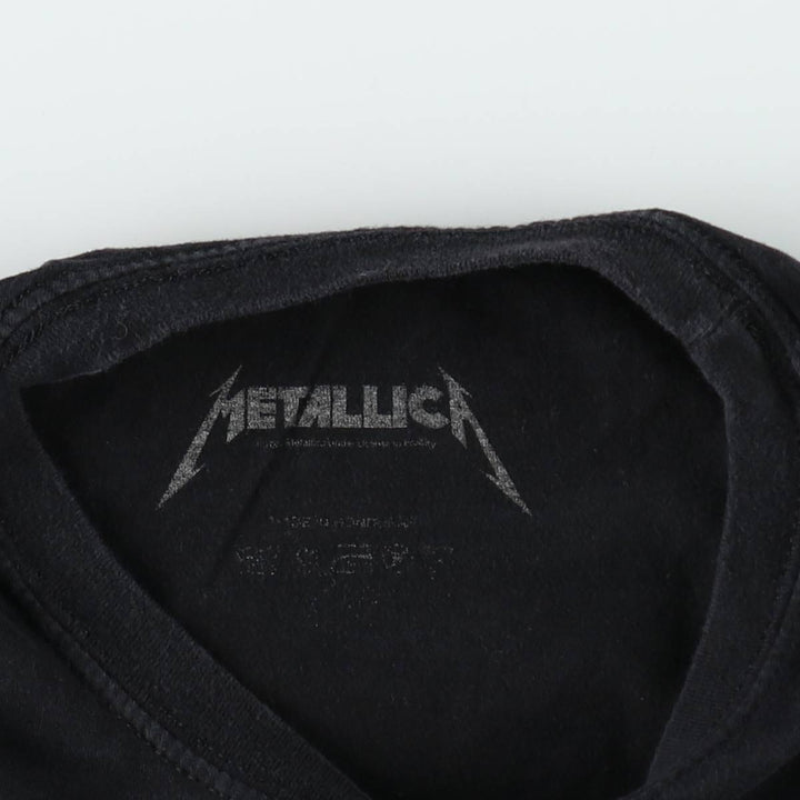 METALLICA Skull Pattern Print Band T-Shirt (Men's Size L) unclear black type Vintage Second Hand