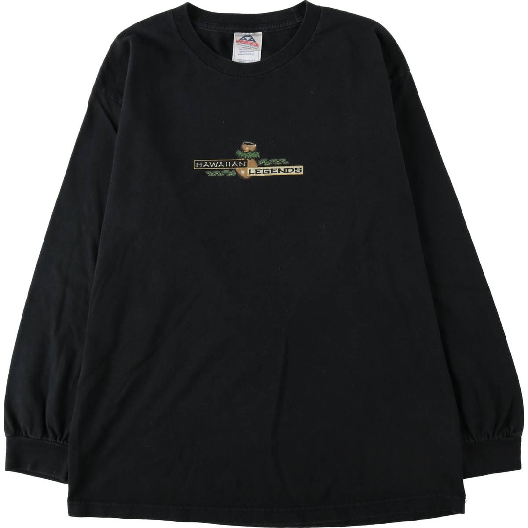 ALSTYLE Long T-Shirt, Men's Size L cotton black type Vintage Second Hand