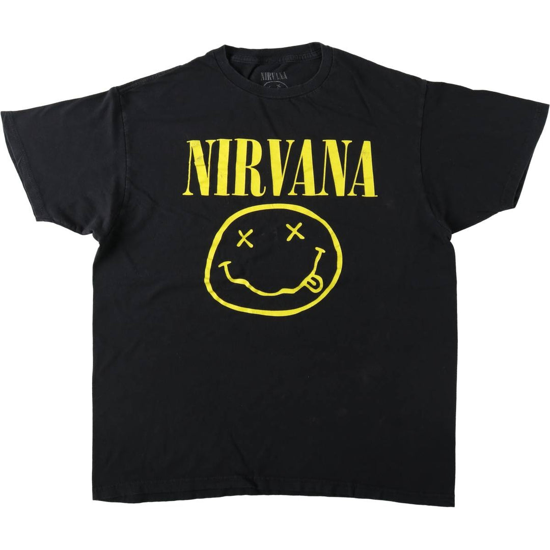 NIRVANA Nirvana Band T-shirt, Band T, Men's L size cotton black type Vintage Second Hand