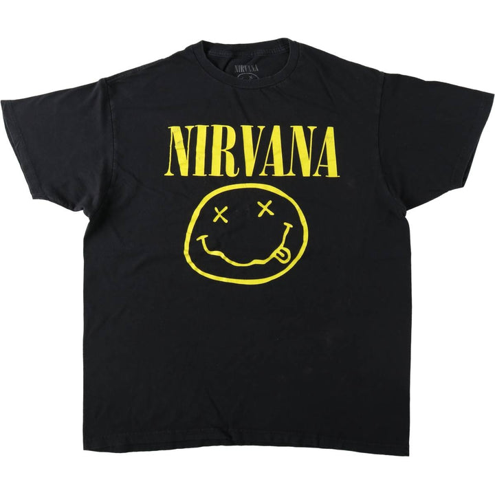 NIRVANA Nirvana Band T-shirt, Band T, Men's L size cotton black type Vintage Second Hand