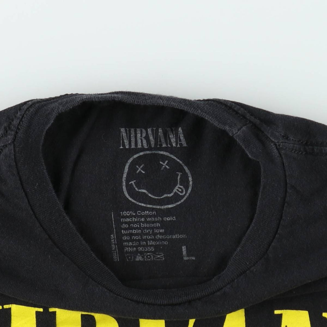 NIRVANA Nirvana Band T-shirt, Band T, Men's L size cotton black type Vintage Second Hand