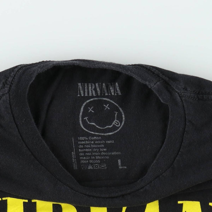 NIRVANA Nirvana Band T-shirt, Band T, Men's L size cotton black type Vintage Second Hand