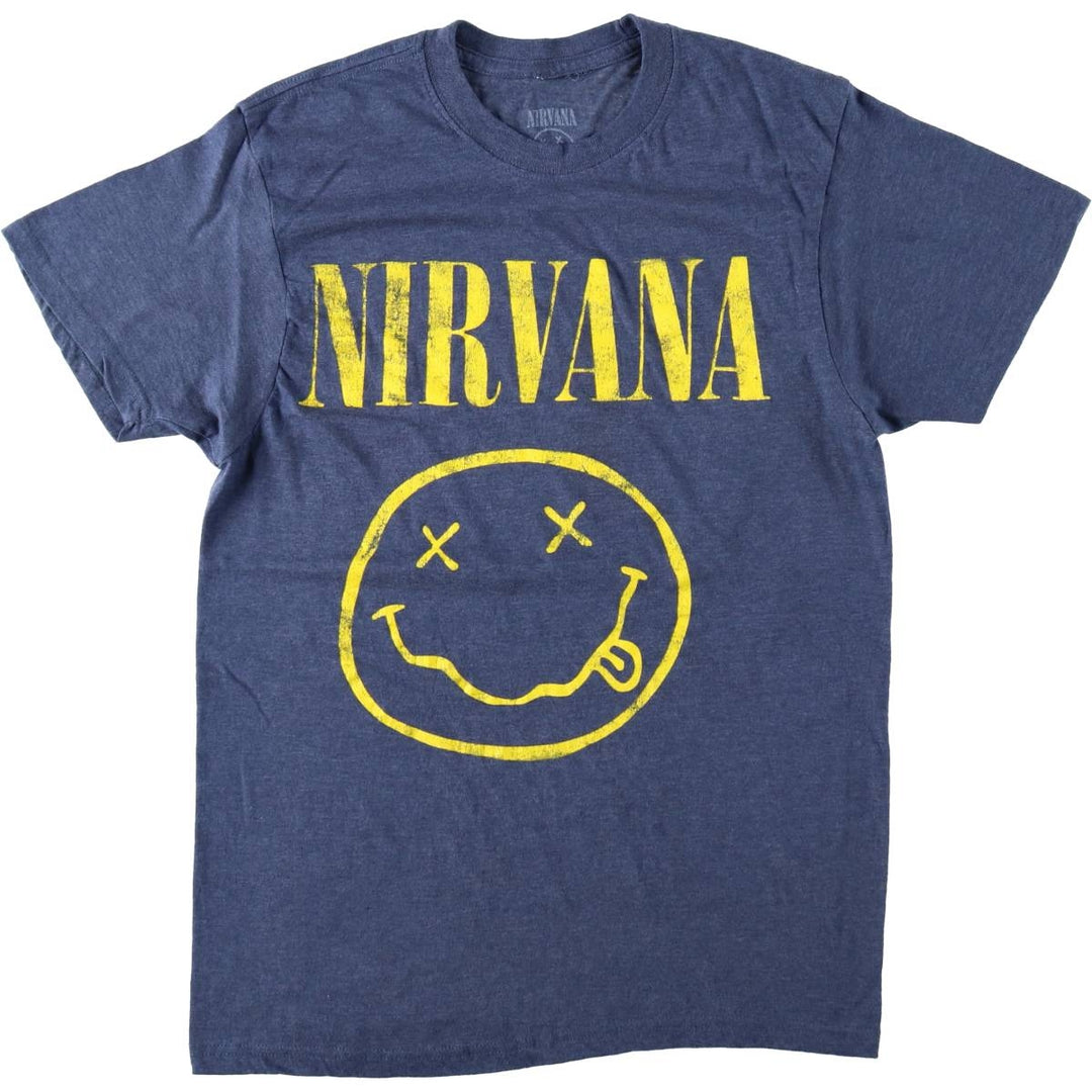 NIRVANA Nirvana Band T-shirt, Band T, Men's M size cotton blue type Vintage Second Hand