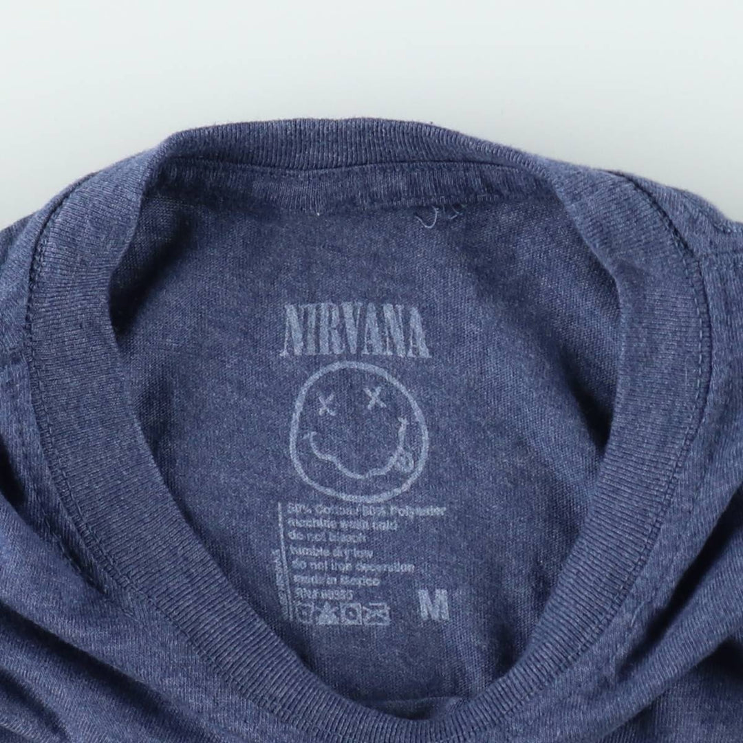 NIRVANA Nirvana Band T-shirt, Band T, Men's M size cotton blue type Vintage Second Hand