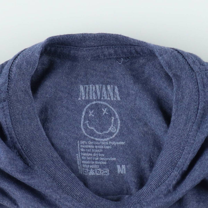 NIRVANA Nirvana Band T-shirt, Band T, Men's M size cotton blue type Vintage Second Hand
