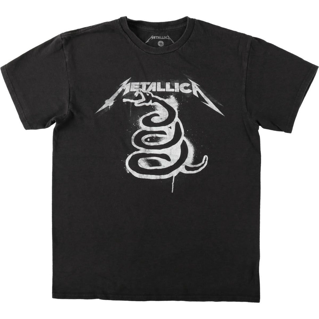 METALLICA Snake Print Python Pattern Band T-Shirt, Men's Size Medium cotton black type Vintage Second Hand
