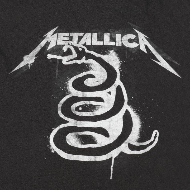 METALLICA Snake Print Python Pattern Band T-Shirt, Men's Size Medium cotton black type Vintage Second Hand