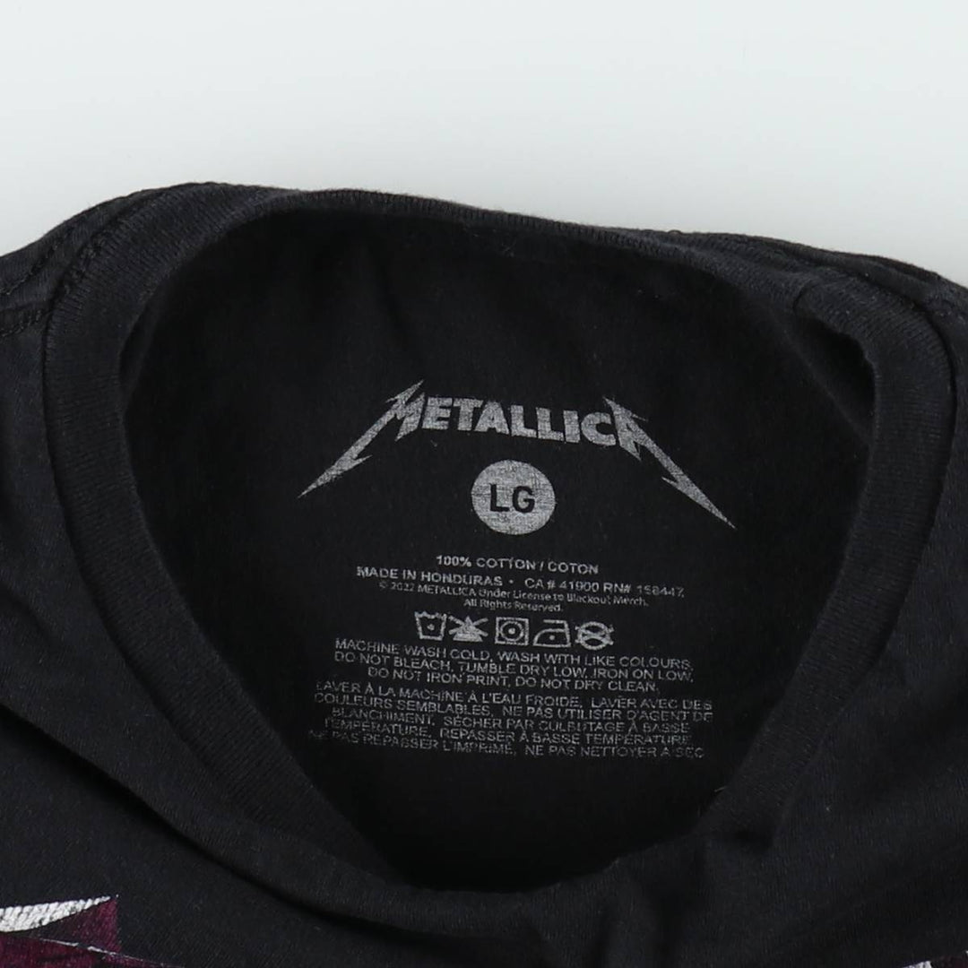 METALLICA Metallica Band T-shirt Band T Men's L size cotton black type Vintage Second Hand