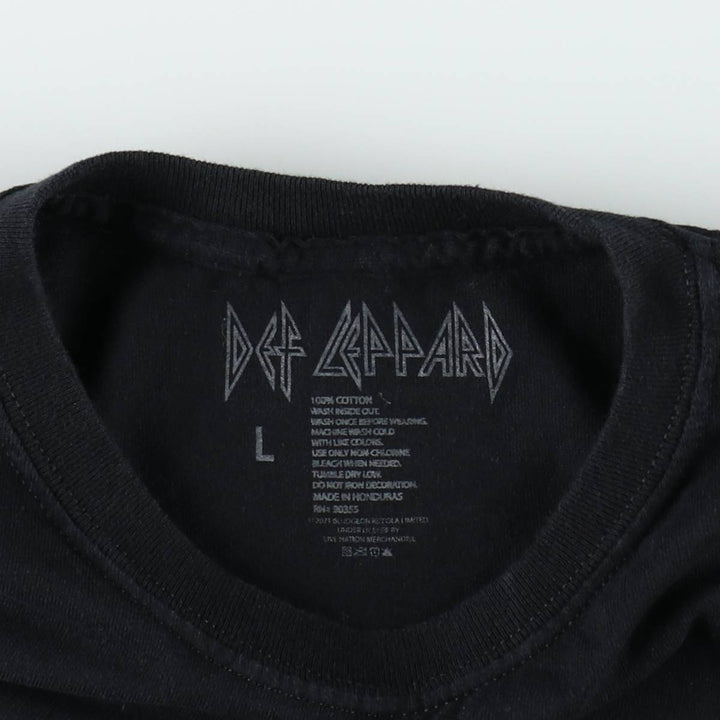 DEF LEPPARD Def Leppard Leopard Pattern Leopard Pattern Band T-shirt Band T Men's L size cotton black type Vintage Second Hand