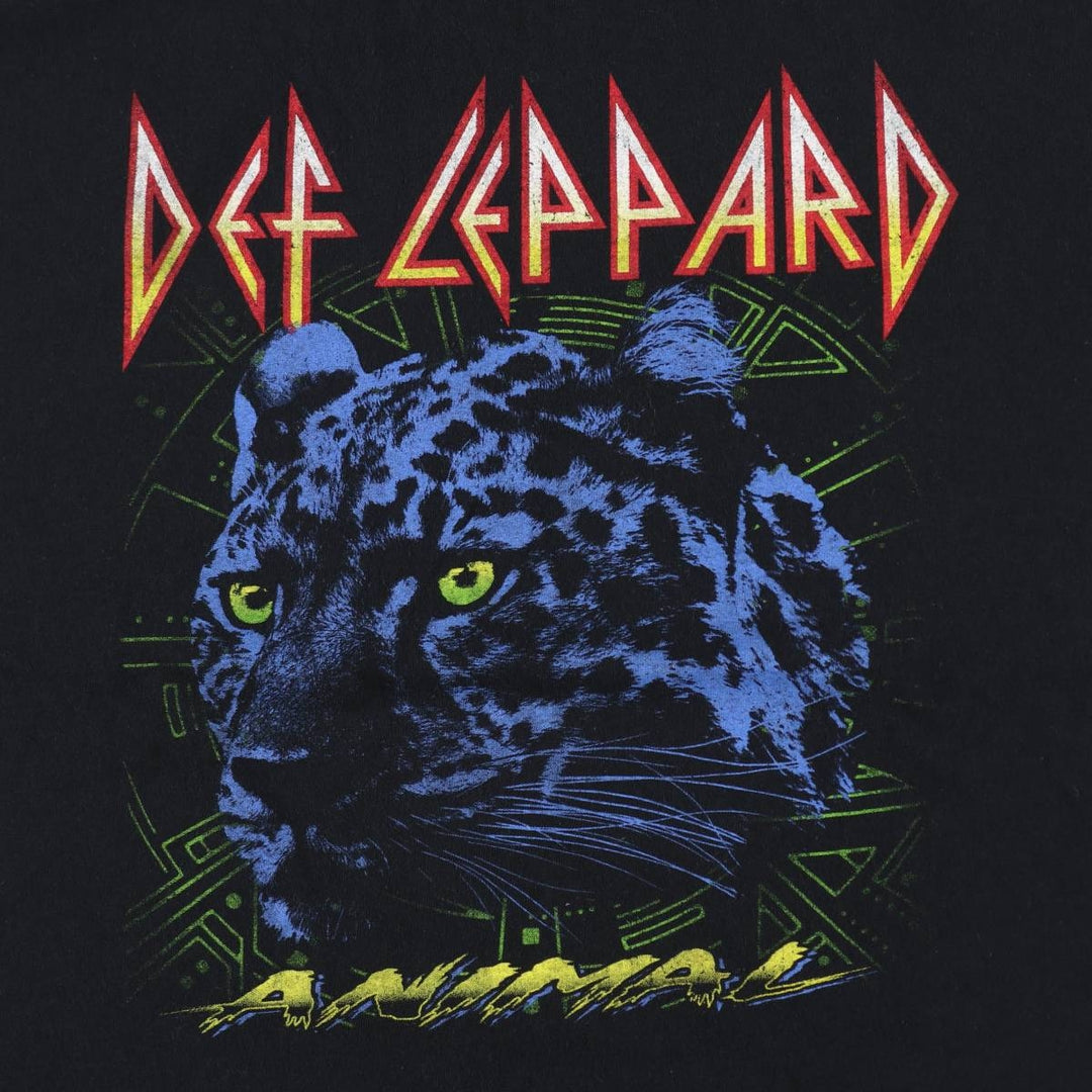 DEF LEPPARD Def Leppard Leopard Pattern Leopard Pattern Band T-shirt Band T Men's L size cotton black type Vintage Second Hand