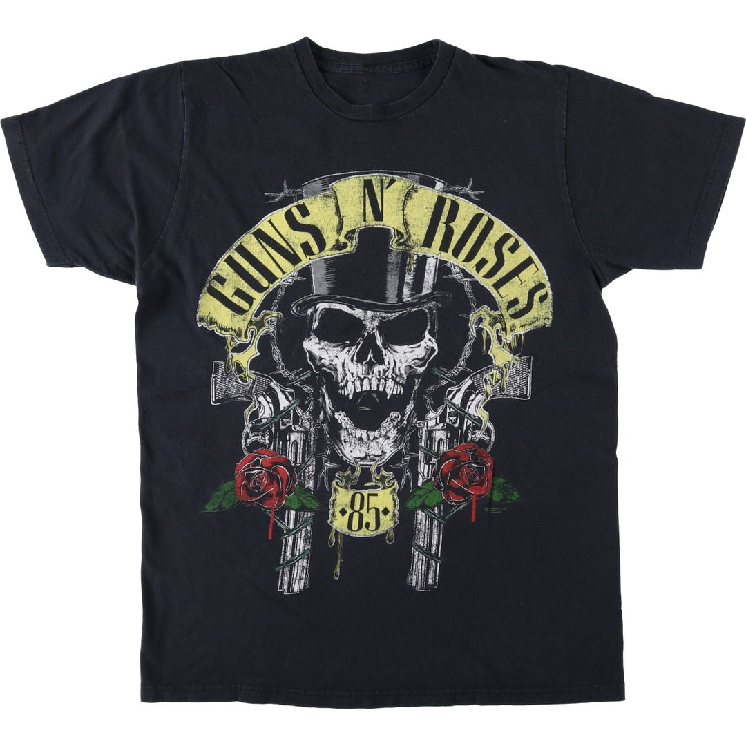 GUNS N' ROSES Skull Pattern Band T-shirt, Men's XL size unclear black type Vintage Second Hand