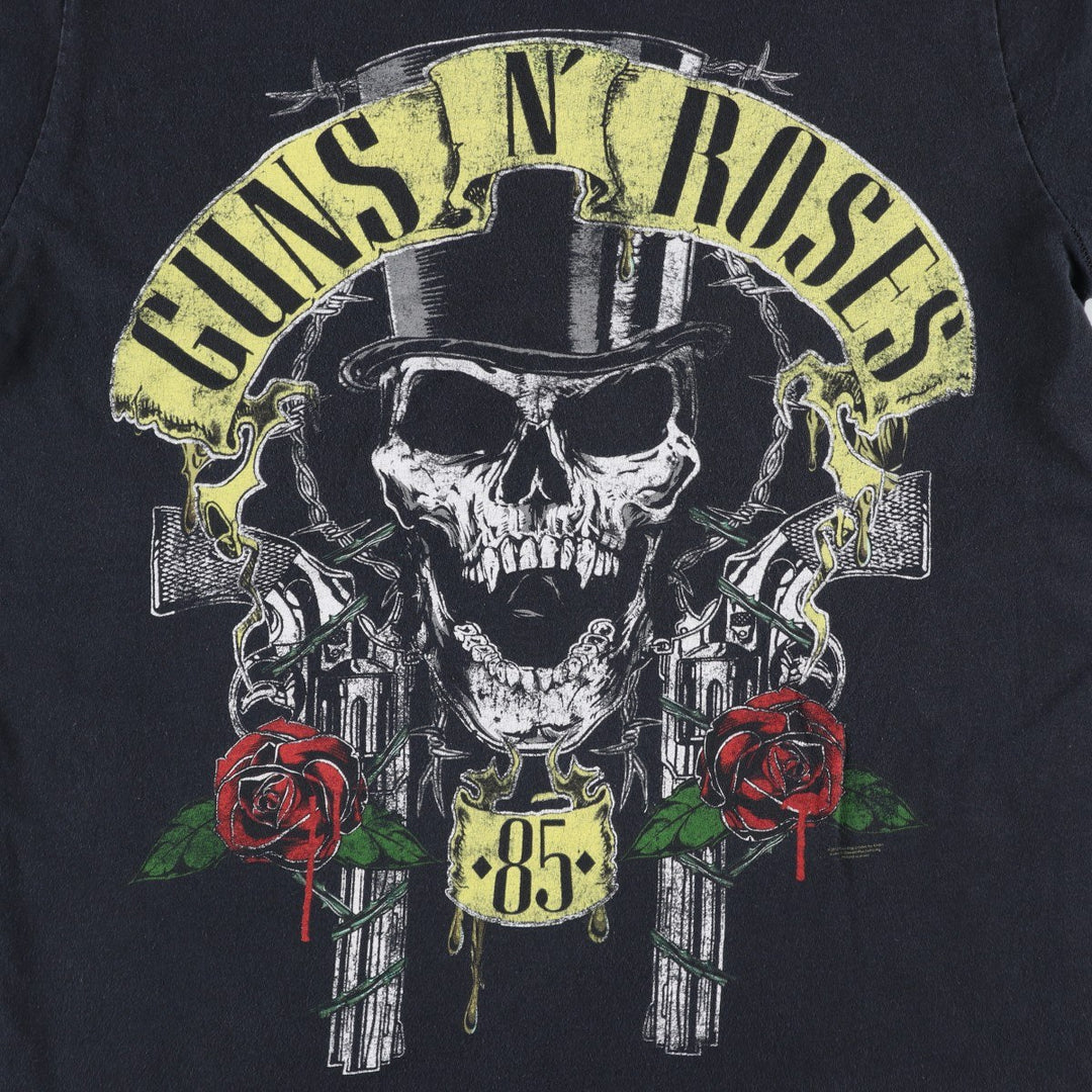 GUNS N' ROSES Skull Pattern Band T-shirt, Men's XL size unclear black type Vintage Second Hand