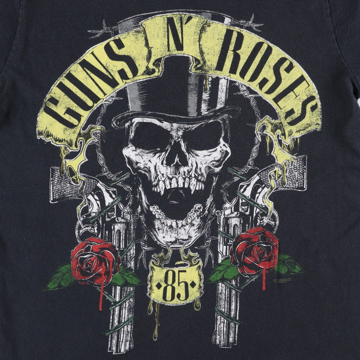 GUNS N' ROSES Skull Pattern Band T-shirt, Men's XL size unclear black type Vintage Second Hand