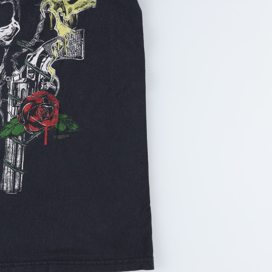 GUNS N' ROSES Skull Pattern Band T-shirt, Men's XL size unclear black type Vintage Second Hand